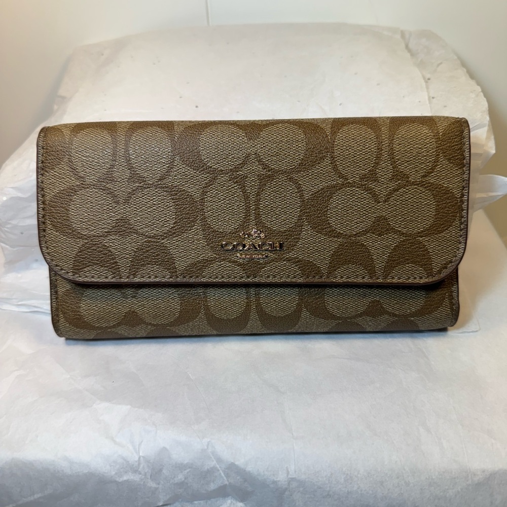 Coach Tan Signature Clutch Wallet